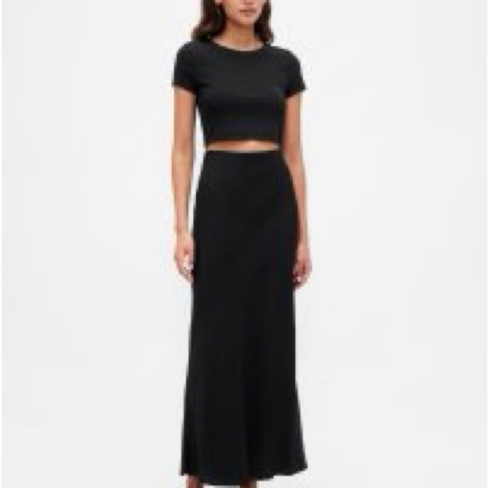 Gap Black Maxi Satin Slip Skirt
